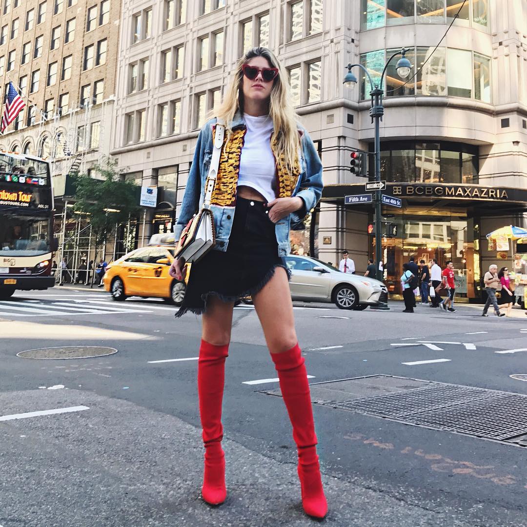 Conquering the streets in red boots