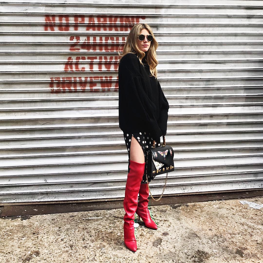 Conquering the streets in red boots