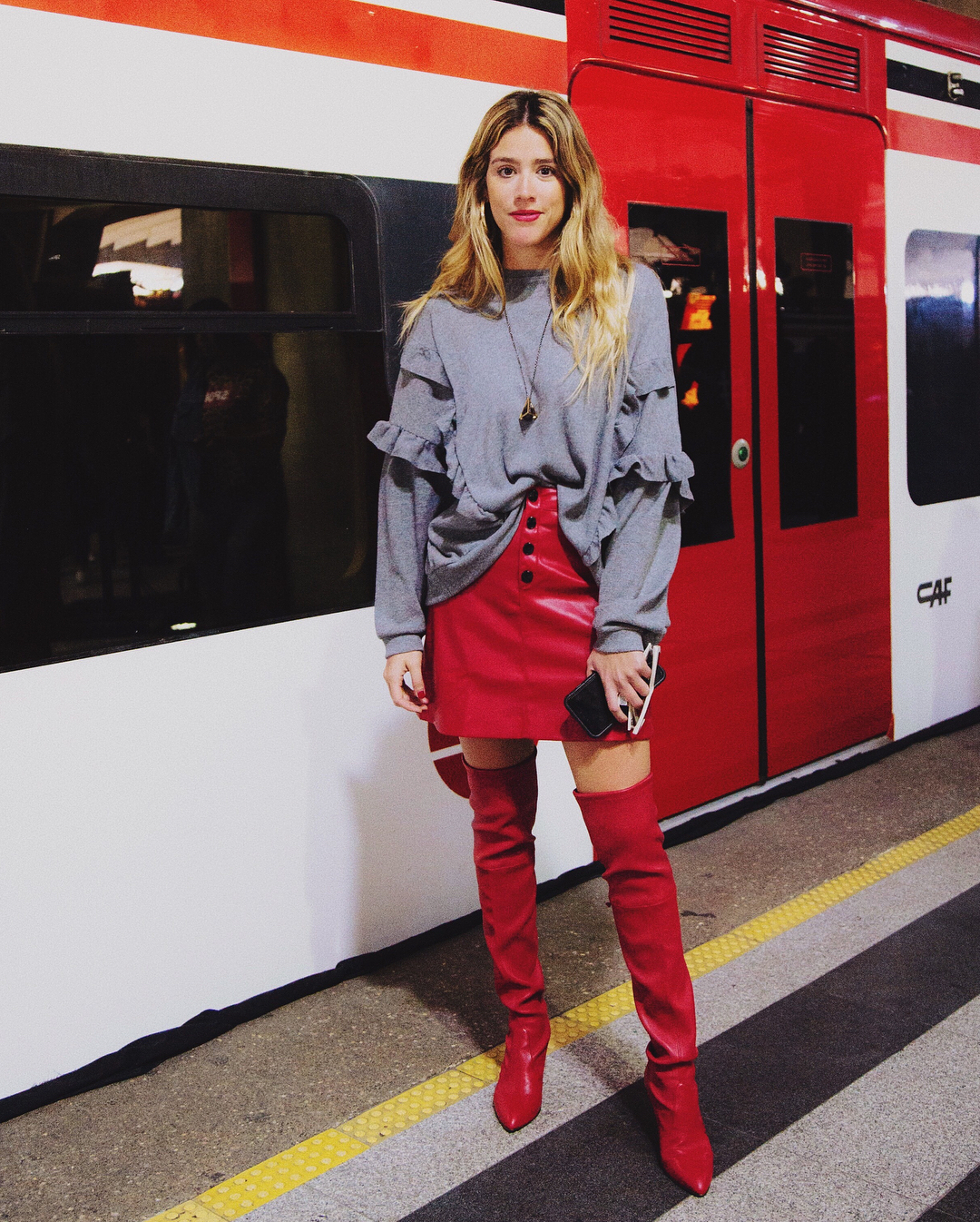 Conquering the streets in red boots